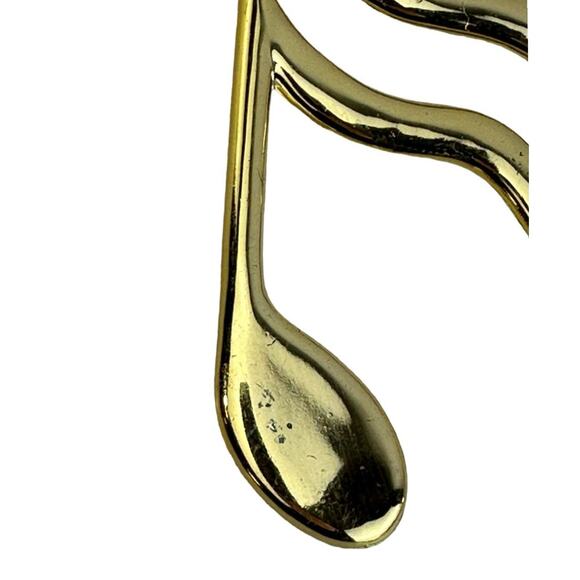 Gold Musical Theme Christmas Tree Ornaments Set Of 3 Notes Treble Clef Trumpet - Picture 3 of 9